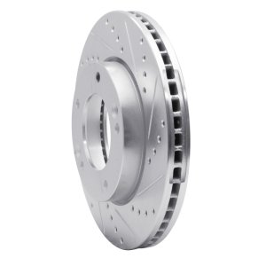 Kia Sorento Brake Rotor (1) - Front Right - R1 Concepts - Drilled & Slotted - Silver - `07-`09